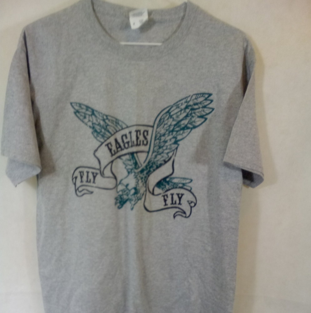 Mens Gray S/S Philadelphia Eagles Fly Pullover Crew Neck Shirt Football M